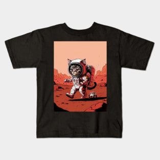 Astronaut cat on mars Kids T-Shirt